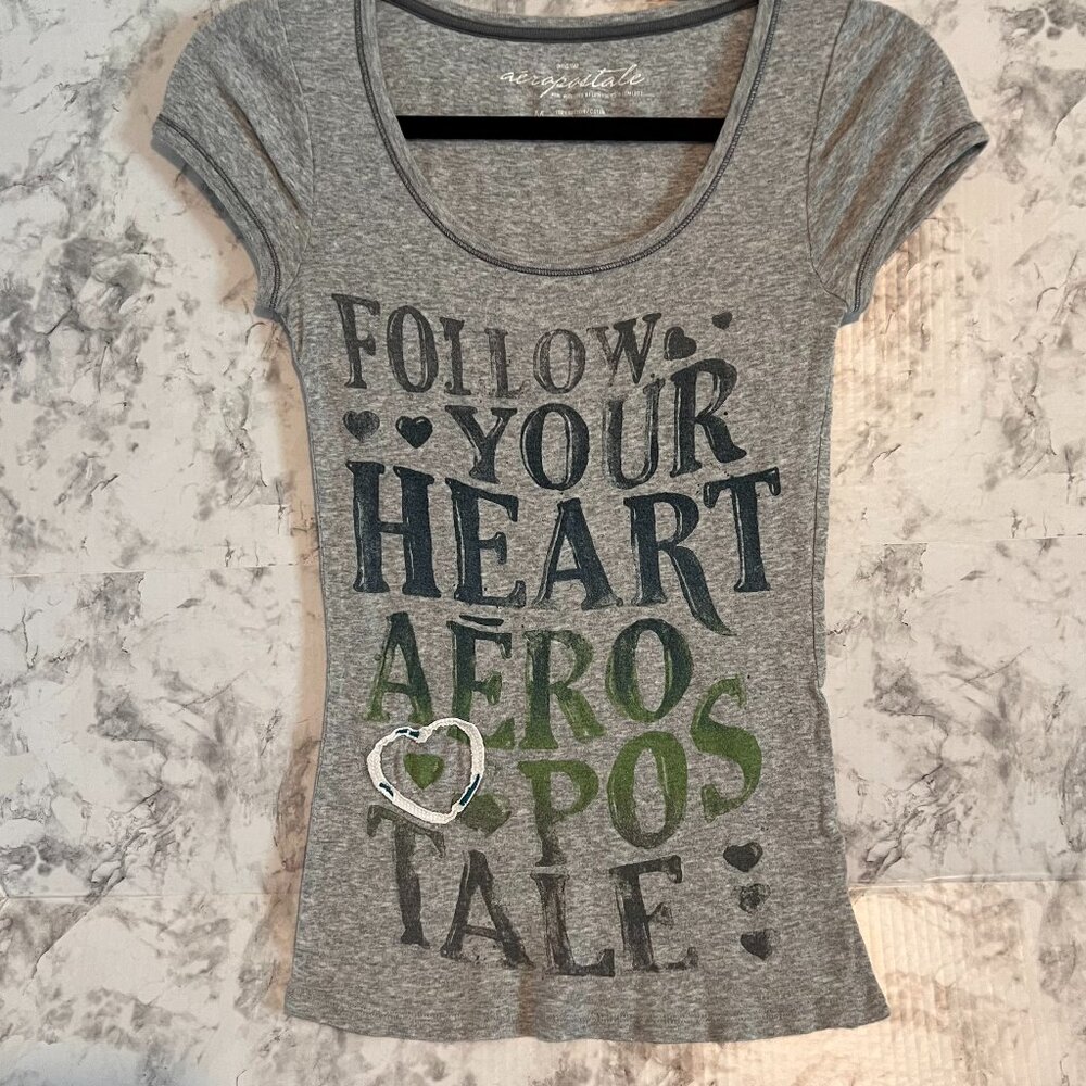 Aeropostale Girls Fitted‎ Logo Tee Size M Pre-owned Follow Your Heart Al…